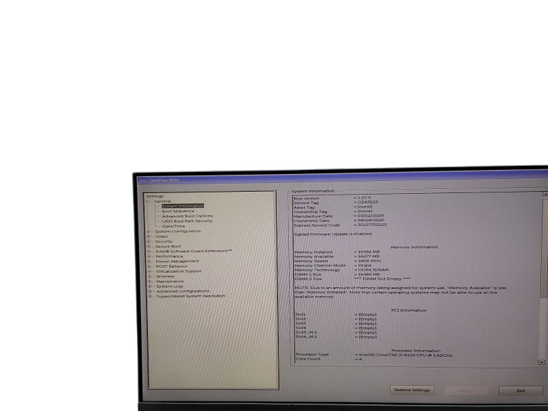 Dell OptiPlex 3070 MT i3 - 9100 @ 3.60GHz 16GB DDR4 Ram  Qθ