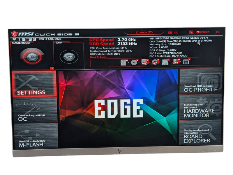 Tempered Glass Gaming PC MSI MPG Z390 Gaming EDGE AC Intel i5-9600K 16GB RA -