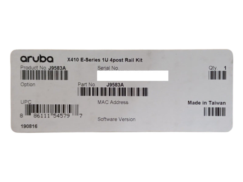 *New Sealed* Aruba x410 1U Universal 4-Post Rack Mount Kit, J9583A