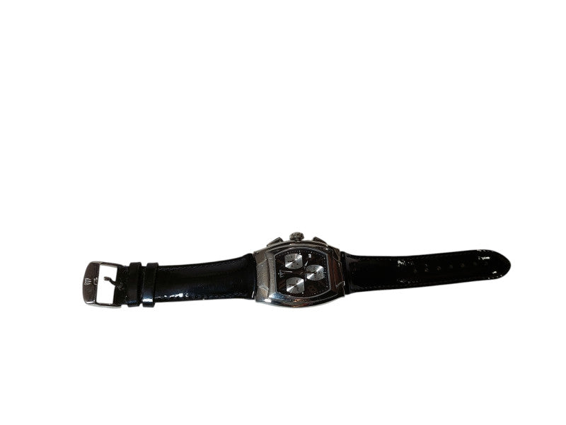 TechnoMarine Swiss Made Saphire Crystal Ladies Black Leather w Date  =
