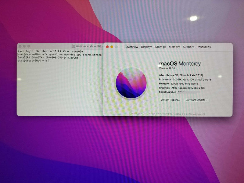 Apple iMac 27" Retina 5K 2015 / A1419, i5-6500 CPU 3.20GHz, 32GB RAM - 1TB