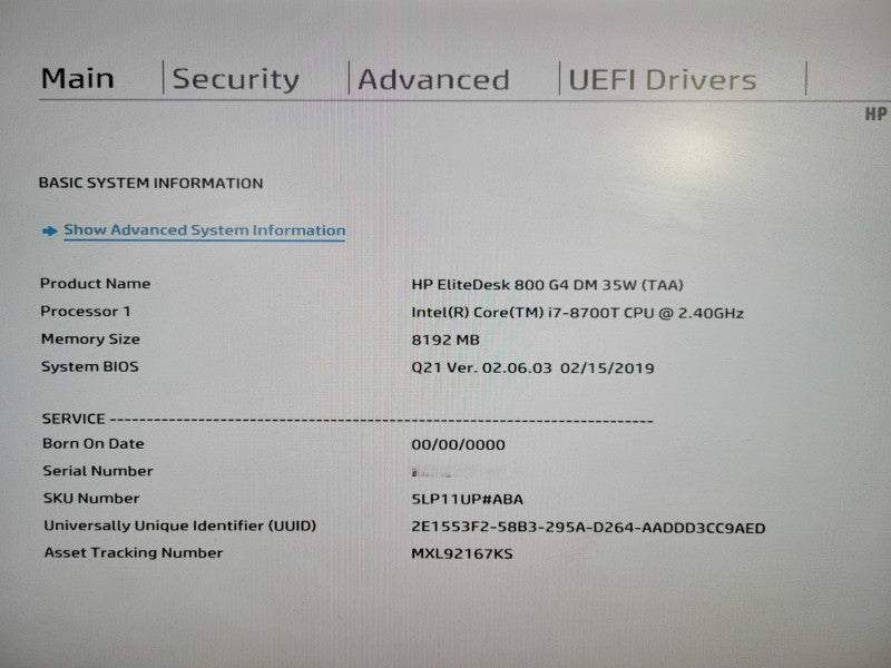 HP EliteDesk 800 G4 USFF | i7-8700T @2.40GHz , 8GB DDR4, 512GB NVMe Q!