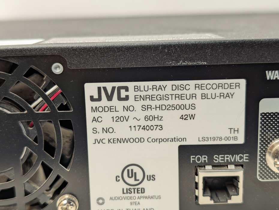 JVC BLU-RAY Disc Recorder SR-HD2500US  -