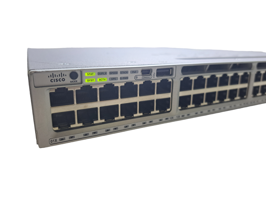 Cisco WS-C3850-48P-E | 48-Port Gigabit PoE+ Network Switch | 1x 715W PSU