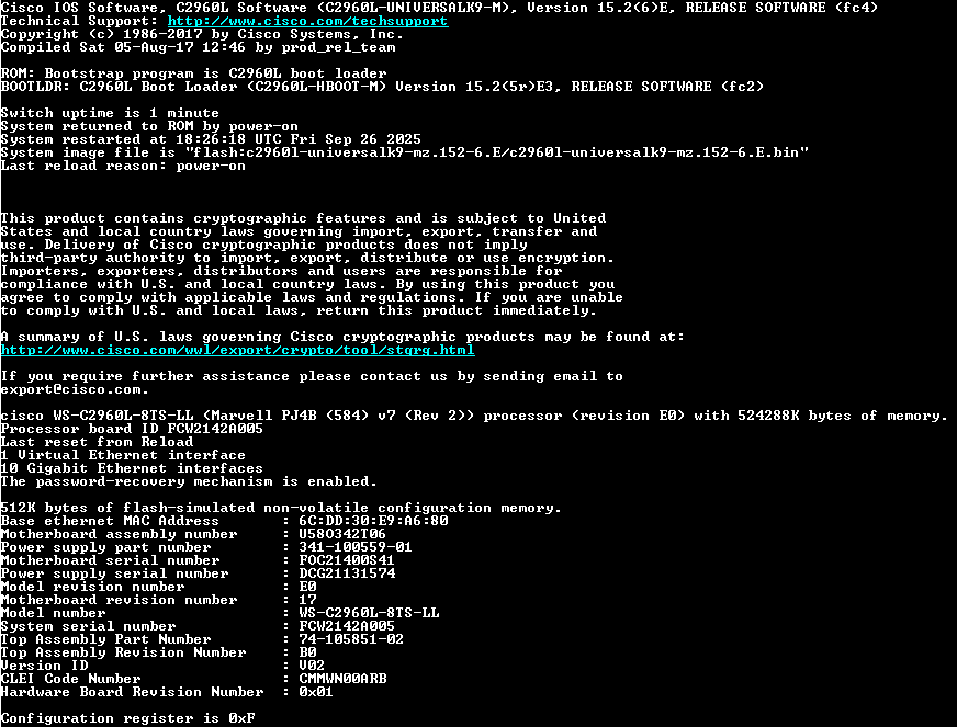 CISCO WS-C2960L-8TS-LL v02 8 Port GigE 10/100/1000 Managed Switch !