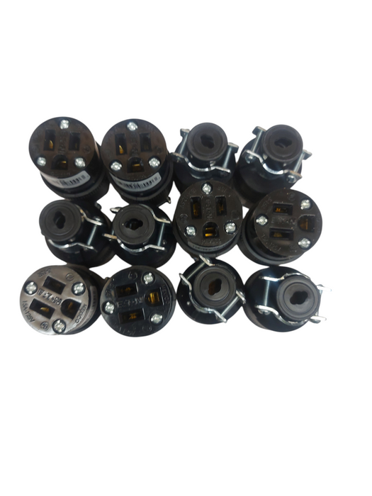 LOT 12x EATON 222-BOX Rubber 3-Wire Grounded Connector – 15A 125V