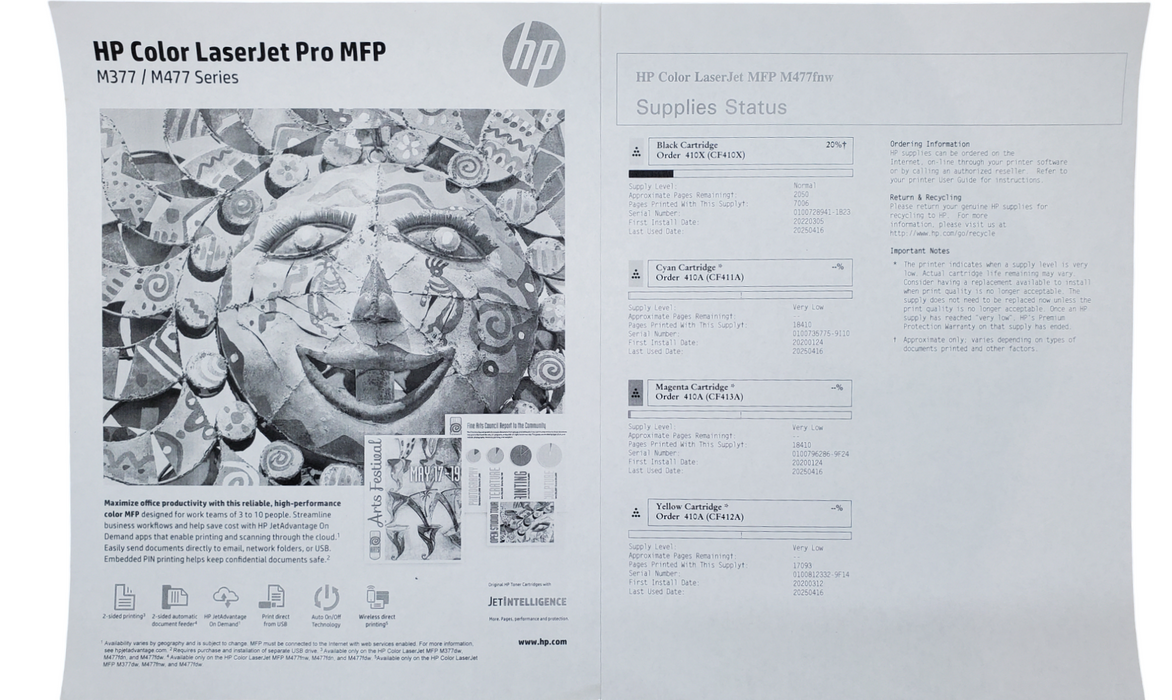 HP LaserJet Pro MFP M477fnw All-in-One Printer *READ*