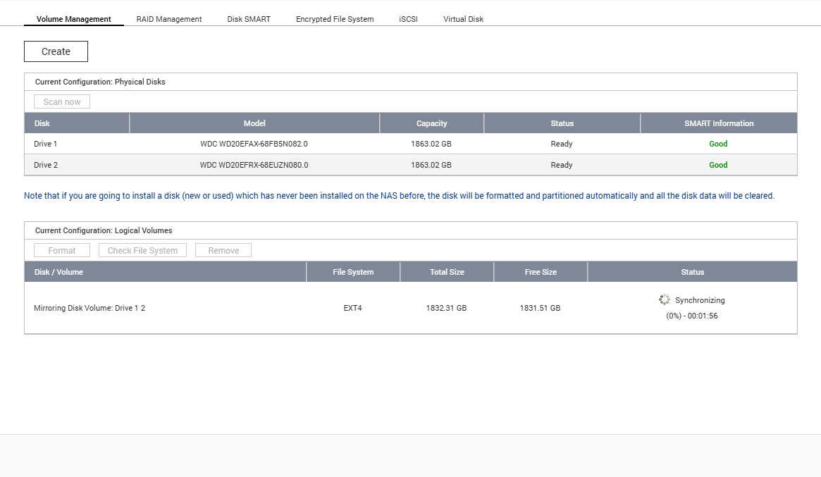 QNAP TS-220 2 Bay NAS w/ 2x 2TB HDDs, No AC Adapter