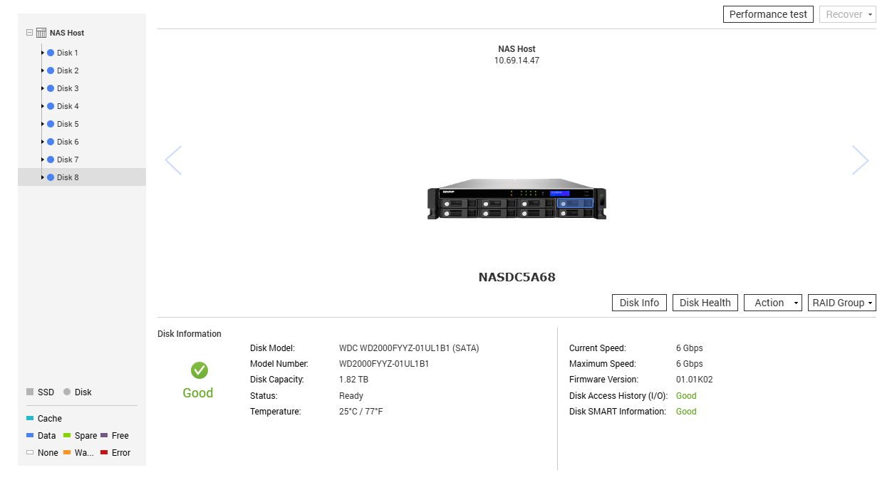 QNAP TS-869U-RP 8 Bay Diskless Network Attached Storage, 8x 2TB HDDs