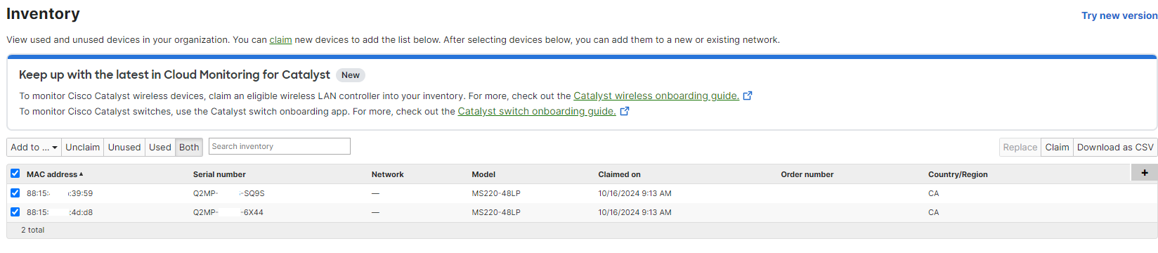 Cisco Meraki MS220-48LP-HW Cloud-Managed 48-Port PoE Gigabit Switch UNCLAIMED Q