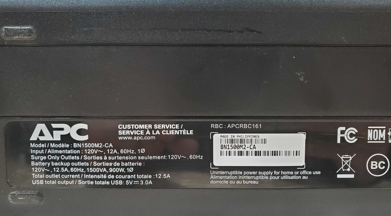 APC Back-UPS 1500 BN1500M2-CA Uninterruptible Power Supply w/ Battery