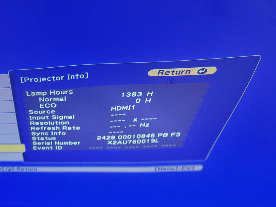 Epson PowerLite 675W 3200 ANSI Lumens 3LCD Projector Lamp hour: 1383h No remote $