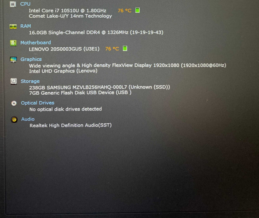 Lenovo ThinkPad T14 Gen 1 Core i7-10510U@1.80GHz 16GB RAM 256GB SSD  Lap200