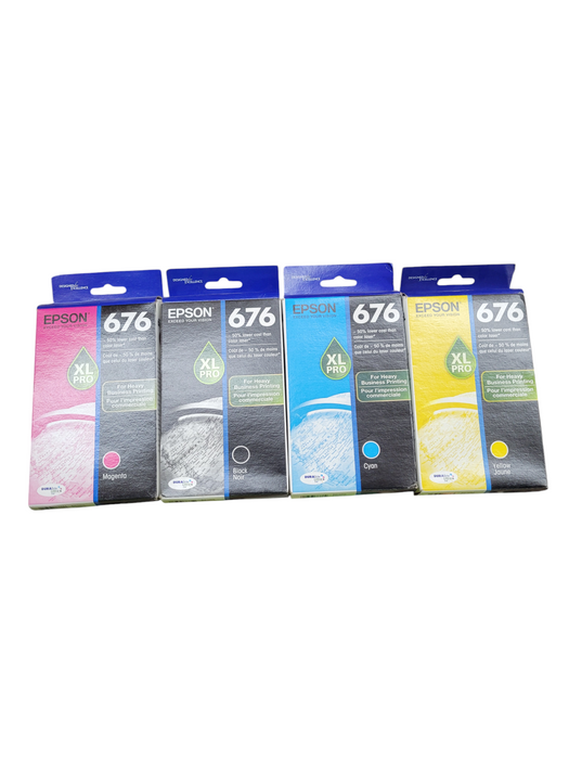 Lot 4x EPSON 676 XL Pro Ink Cartridges (Yellow,Magenta,Black,Cyan)