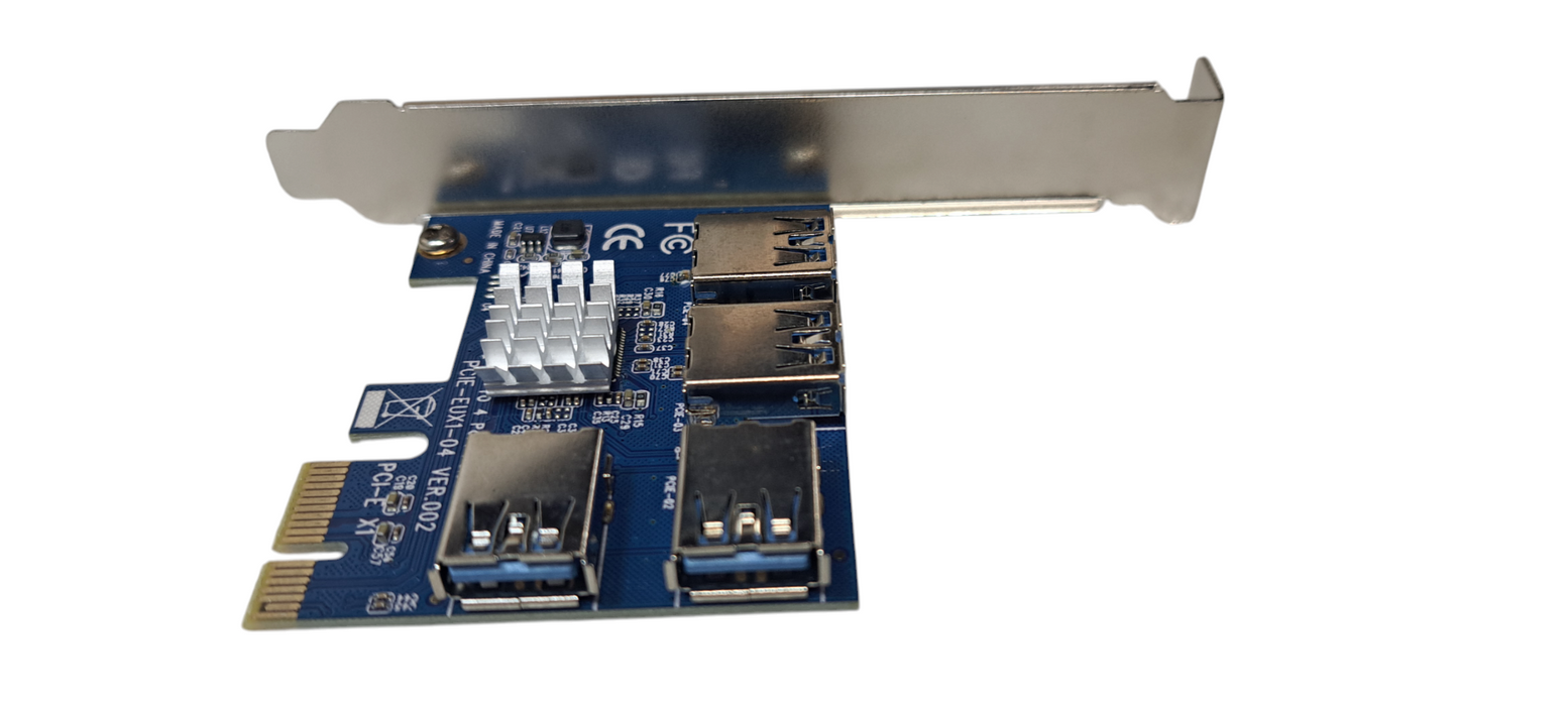 EUX1-04 PCIE 1 to 4 Slots Riser Card Adapter USB 3.0 PCIE