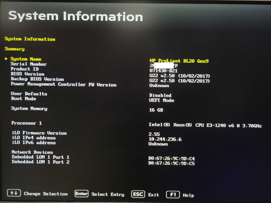 HP DL20 G9 1U, Xeon E3-1240 v6 3.70GHz 16GB DDR4 B140i/H240, 2x 1TB HDDs Q_