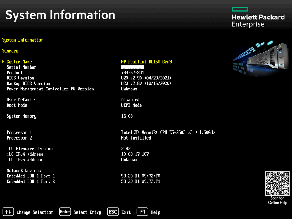 HP PL DL 160 Gen 9 1U 4x3.5", Xeon E5-2603 v3, 16GB DDR4, H240, B140i