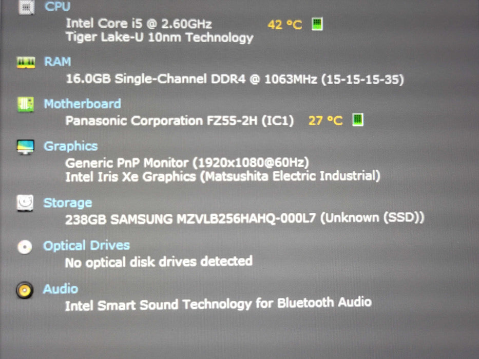 Panasonic ToughBook FZ-55 i5-1145G7 16GB DDR4 256GB SSD FOR PARTS/REPAIR  β