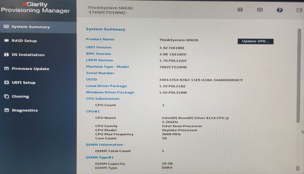 Lenovo Thinksystem SR630 Xeon Silver 4114 @2.20GHz 16GB DDR4 | NO HDD