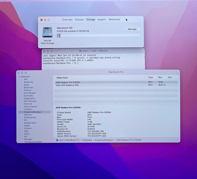 Apple MacBook Pro 16 2019 i7-9750H Radeon Pro 5300M 16GB RAM 512GB SSD READ