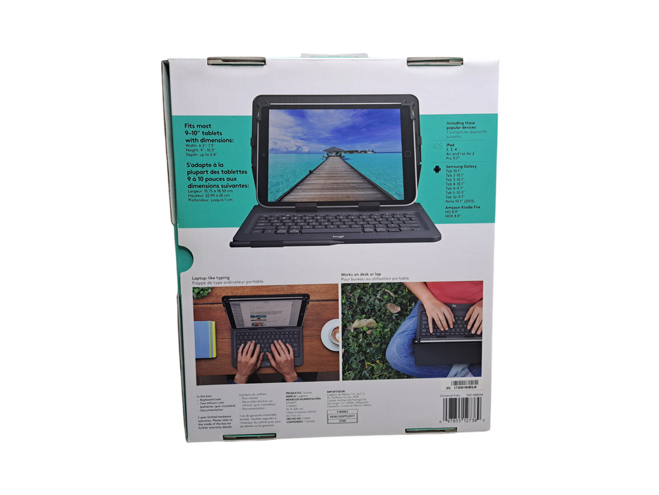 Logitech Universal Folio Bluetooth 3.0 Keyboard for 9-10" iPad & Android Q