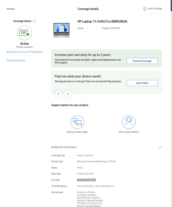 HP Laptop 15-FC0037CA Ryzen 5 7520U, 16 GB DDR5, 1 TB NVMe  Lap200
