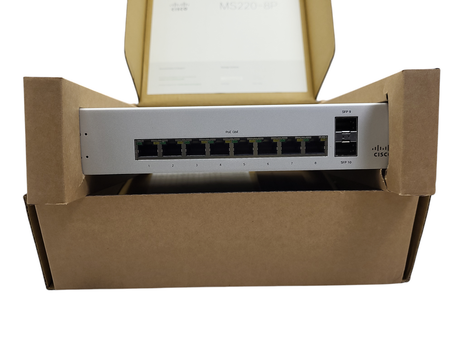 New Open Box Cisco Meraki MS220-8P | 8-Port Gigabit PoE Network Switch Q