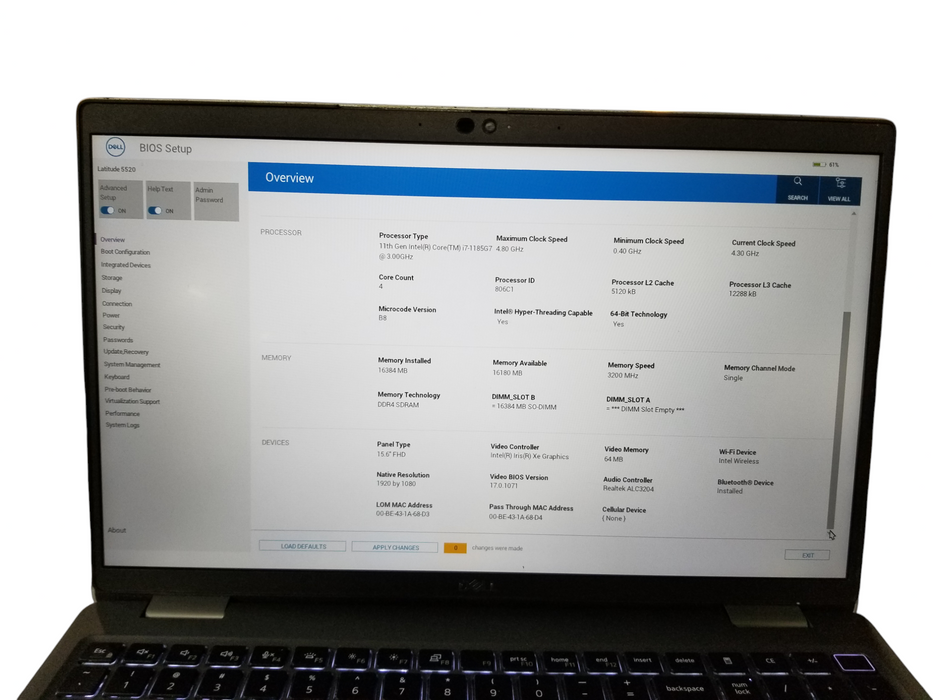 Dell Latitude 5520 Core i7-1185G7@3.00GHz 16GB RAM 256GB NVMe *READ*  Lap200