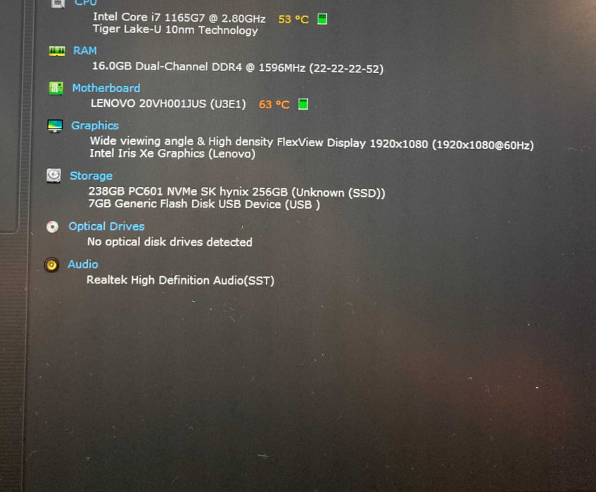 Lenovo ThinkPad L13 Gen 2 TOUCH i7-1165G7@2.80GHz 16GB RAM 256GB SSD READ!  Lap200