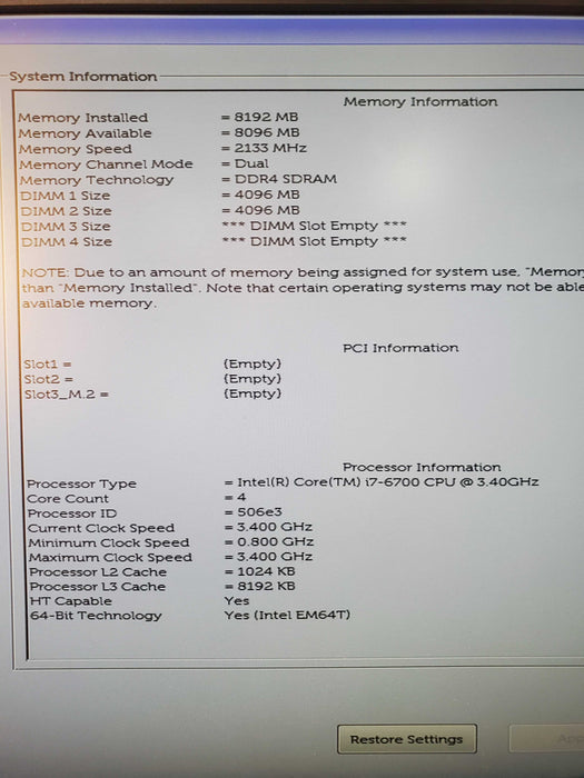 Dell Optiplex 7040 Core i7-6700 3.4ghz 8GB DDR4 DVDRW 1TB NO OS Q