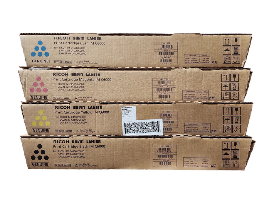 *NEW* Ricoh Savin Lanier MP C6000 toner set 842279, 842280, 842281, 842282