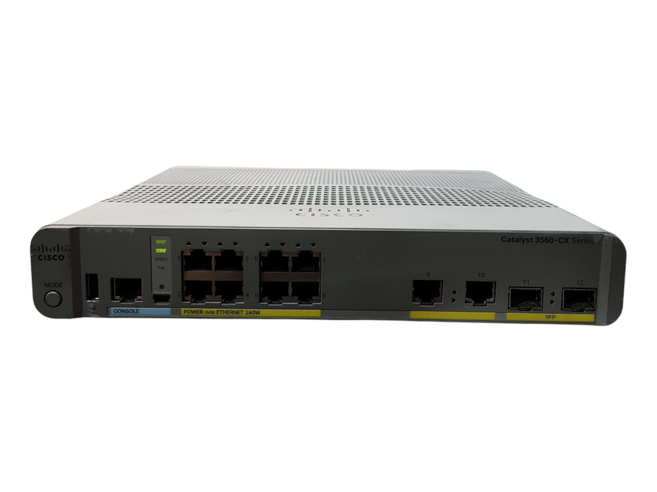 Cisco WS-C3560CX-8PC-S V02, 8-Port Gigabit PoE+ 240W Silent Switch 2x SFP