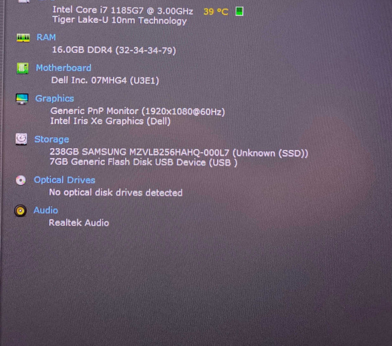 Dell Latitude 7320 Core i7-1185G7@3.00GHz 16GB RAM 16GB SSD READ!  Lap200