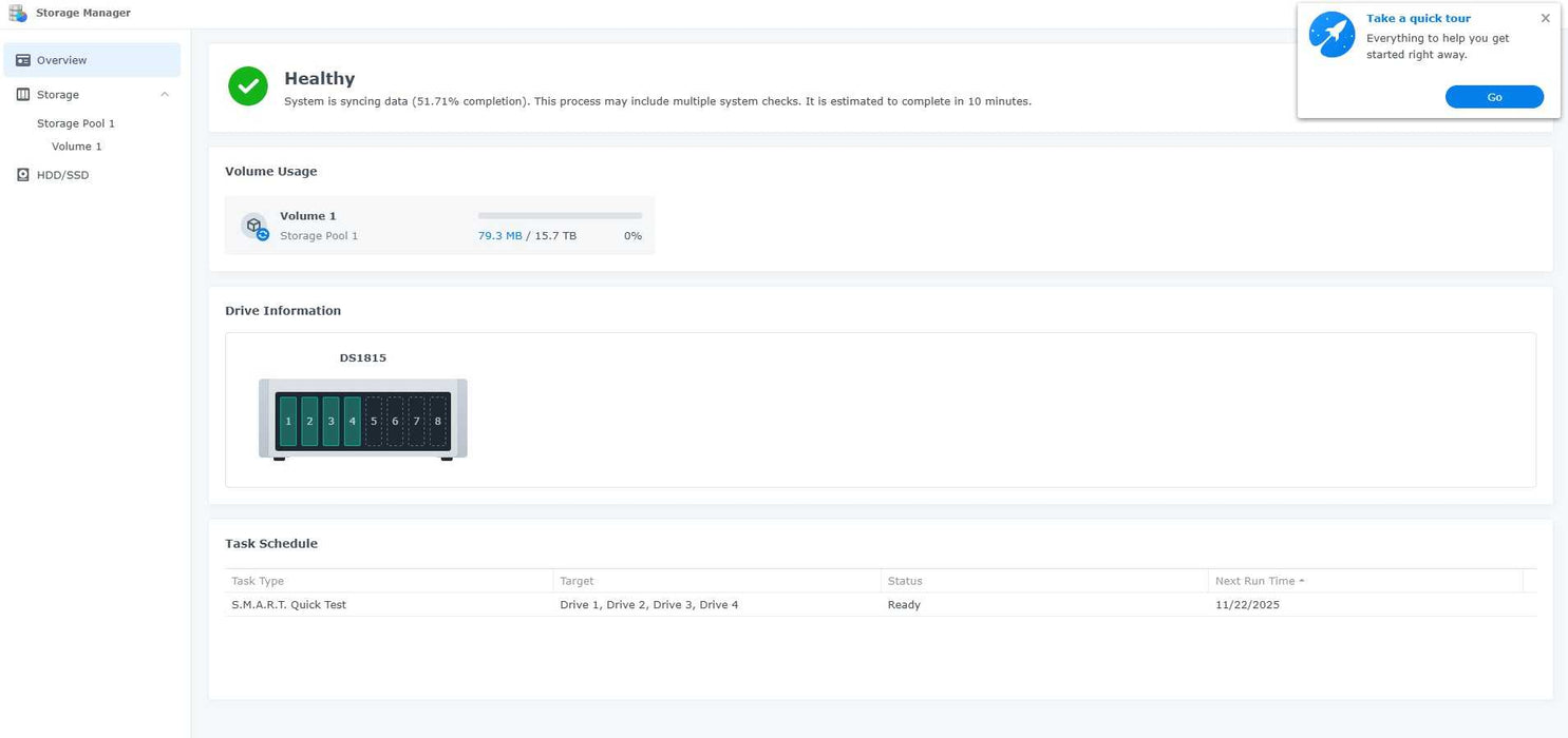 Synology DiskStation DS1815+ 8-Bay NAS Working With 4x6TB (24TB) HDDs _