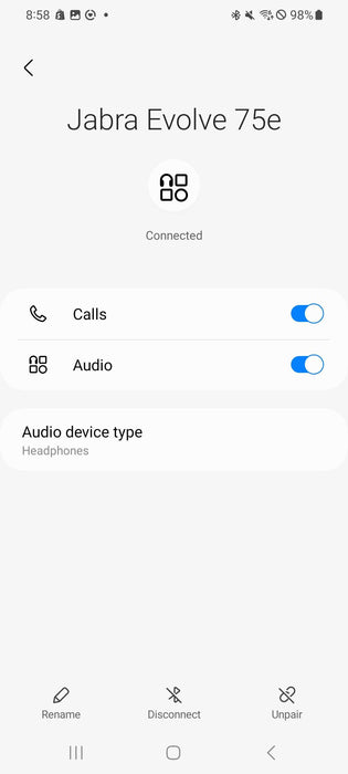 Jabra Evolve 75e Bluetooth Wireless in-Ear Earphones HSC100W, READ _