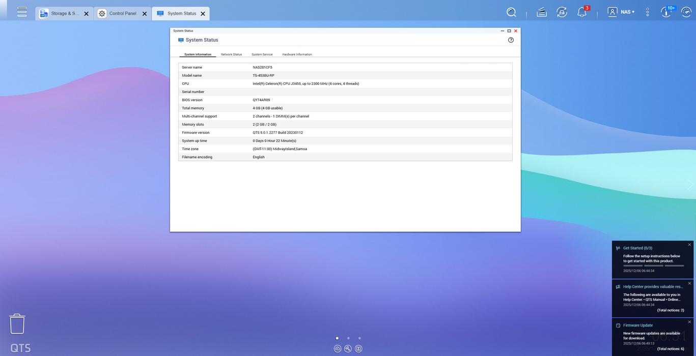 Qnap TS-453BU-RP 4 Bay Network NAS Enclosure w/ 4x 3TB HDDs