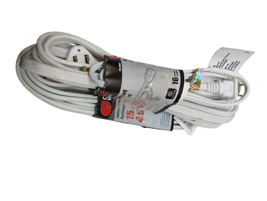 LOT 3x Indoor Extension Cords – 3-Outlets – 6ft / 10ft / 15ft – 16 Gauge