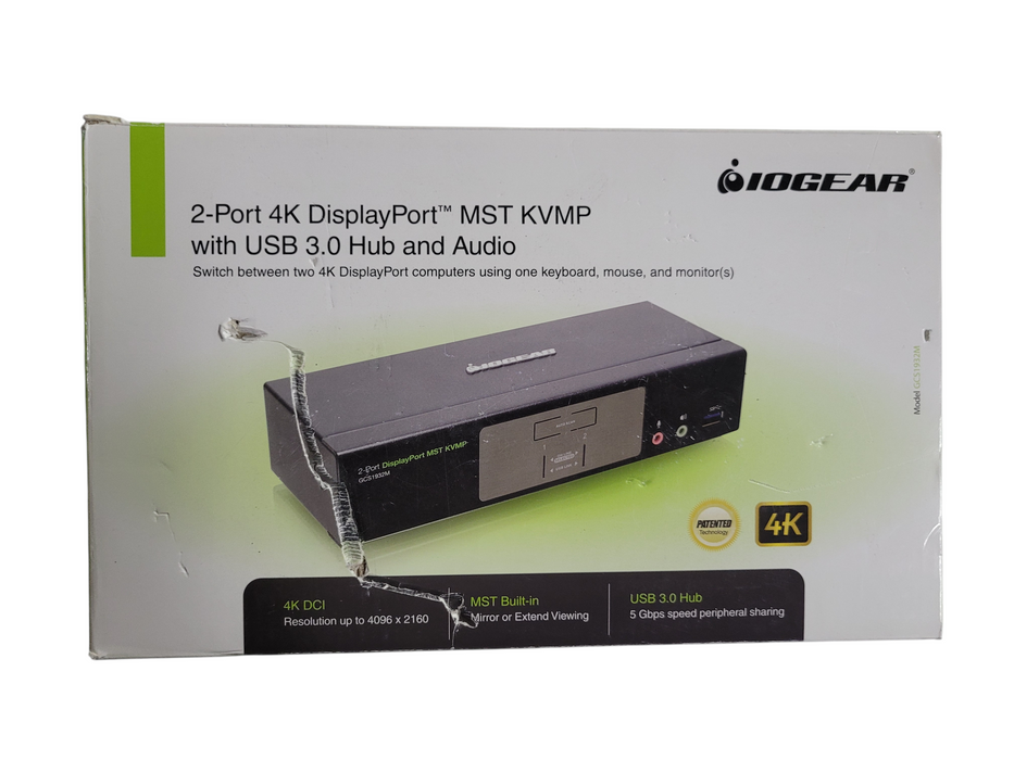 IOGEAR  KVMP 2-Port 4K DisplayPort Switch with Dual Video