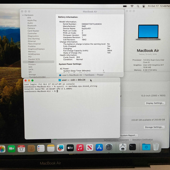 Apple MacBook Air 13" 2018 i5-8210Y 8GB RAM 256GB SSD French Keyboard READ!