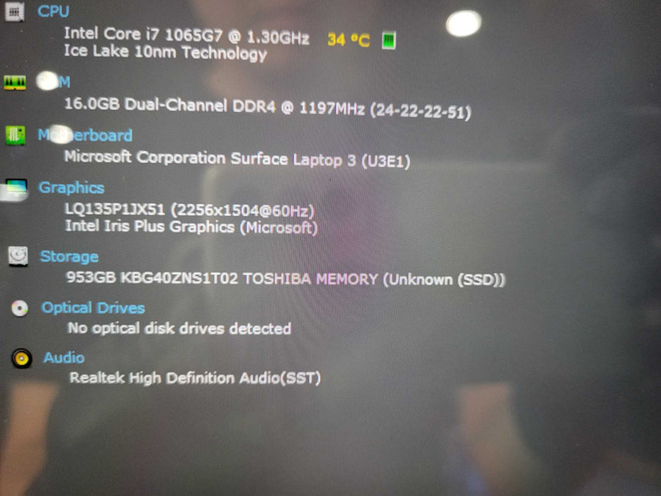 Microsoft Surface Laptop 3 1868 i7-1065G7 16GB RAM 1TB SSD $ Lap200