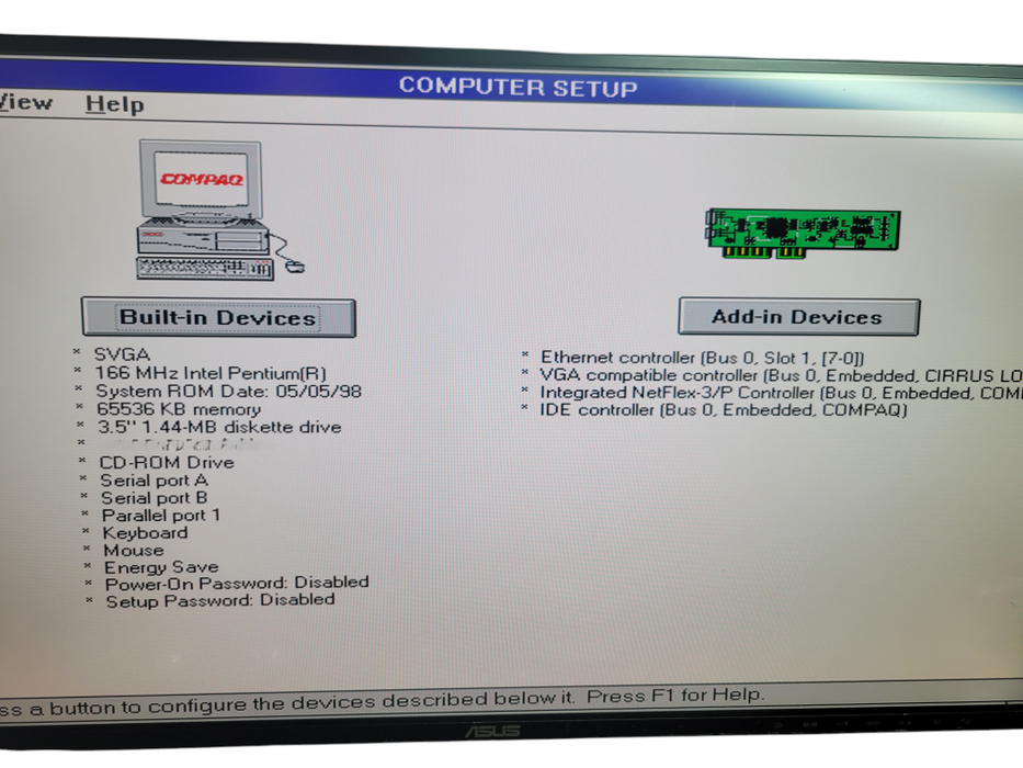 Compaq Deskpro 4000 Intel Pentium 166MHz 64MB RAM NO HDD %