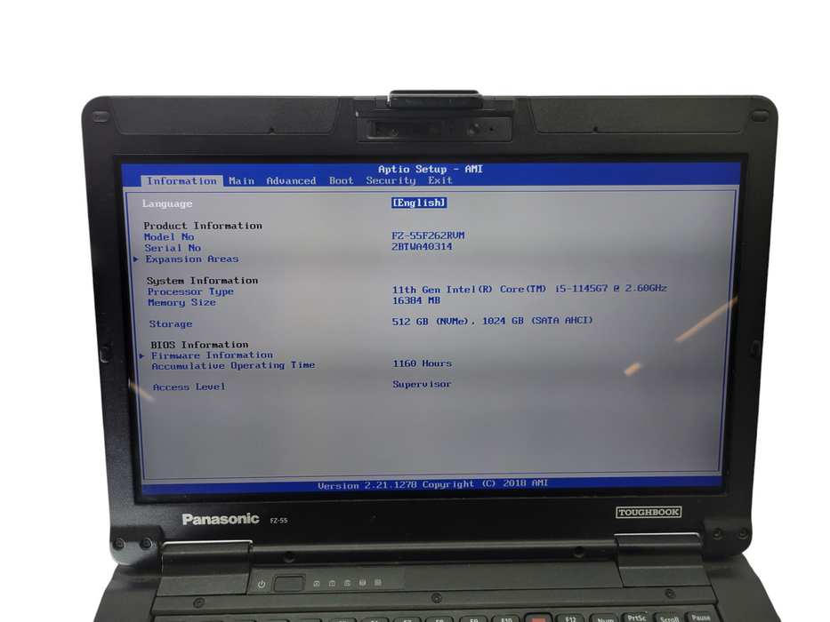 PANASONIC ToughBook FZ-55 - Core i5-1145G7 16GB RAM 512GB + 1TB 1160HRS % Lap200