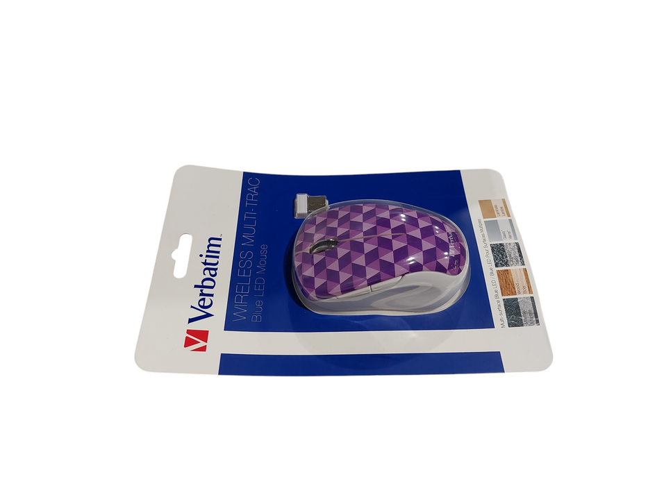 Verbatim Multi-Trac Wireless Blue LED Mouse Purple Checker ( New )   Q=