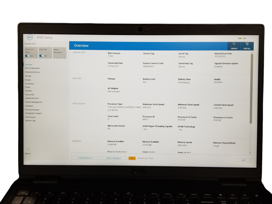 Dell Latitude 3520 | Intel Core i5-1145G7 @2.60GHz, 16GB DDR4, 256GB NVMe Q Lap200