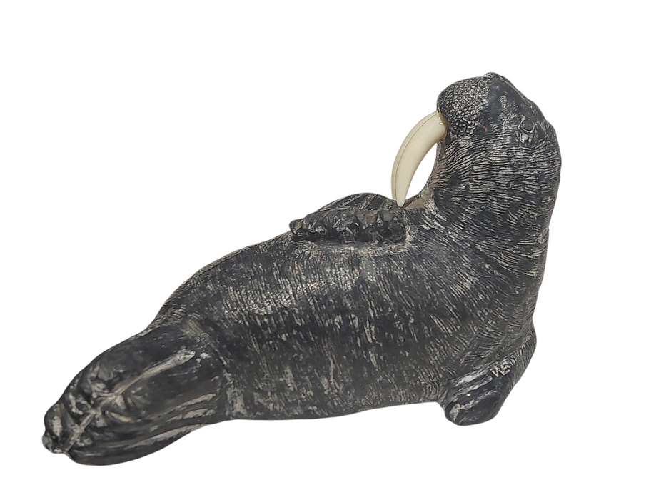 Wolf Original walrus sculpture 6" Inuit & First Nations art Canada =