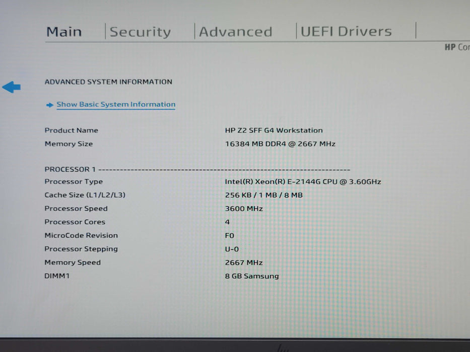HP Z2 SFF G4 Workstation, Xeon E-2144G 3.60GHz, 16GB DDR4 RAM _