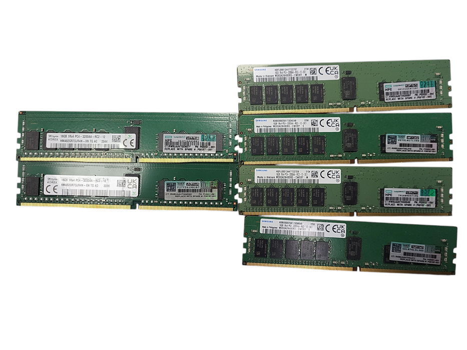 Lot of 6x Samsung/SK Hynix 16GB PC4-3200AA Server RAM $