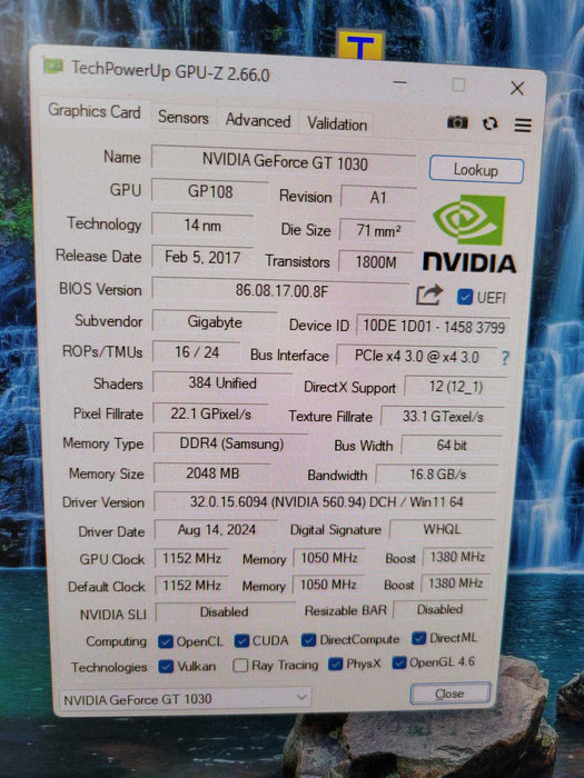 GIGABYTE NVIDIA GEFORCE GT 1030 2GB DDR4 PCIE %