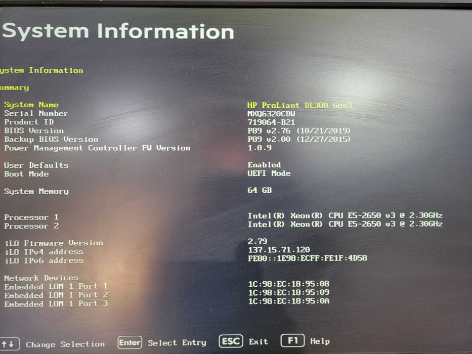 HP DL380 Gen9 2U 8x 2.5" | Xeon E5-2650 v3 @ 2.3GHz  64GB DDR4, P440ar !