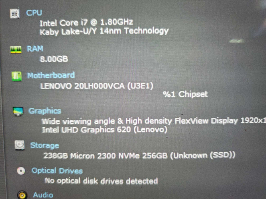 Lenovo X380 Yoga 13.3" Touch Core i7-8650U 1.90GHZ 16GB RAM 256GB SSD Windo  Lap200